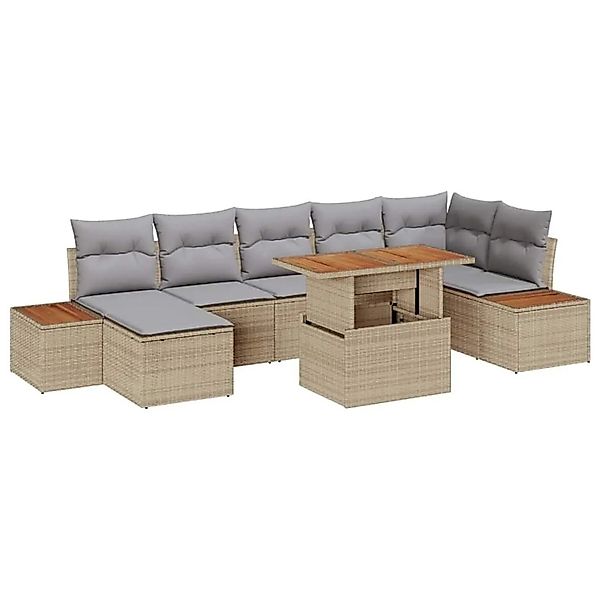 vidaXL Garten Essgruppe mit Kissen 8-Tlg Beige und Grau 3350092 günstig online kaufen