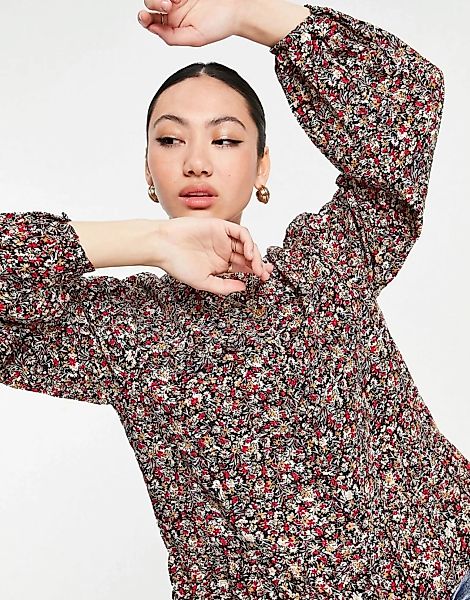 Mango – Bluse mit abfallendem Saum und Blumenmuster-Mehrfarbig günstig online kaufen
