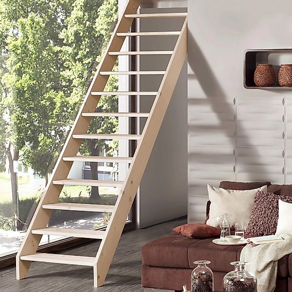 Treppen Intercon Holztreppe Casablanca Raumspartreppe Fichte Massiv Naturbe günstig online kaufen