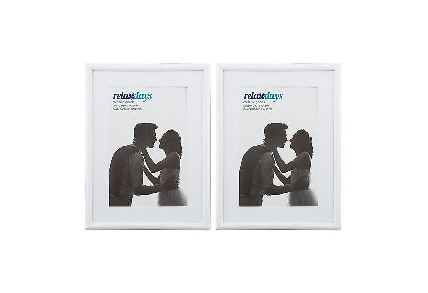 relaxdays Bilderrahmen 2er Set 15 x 20 cm, weiß günstig online kaufen