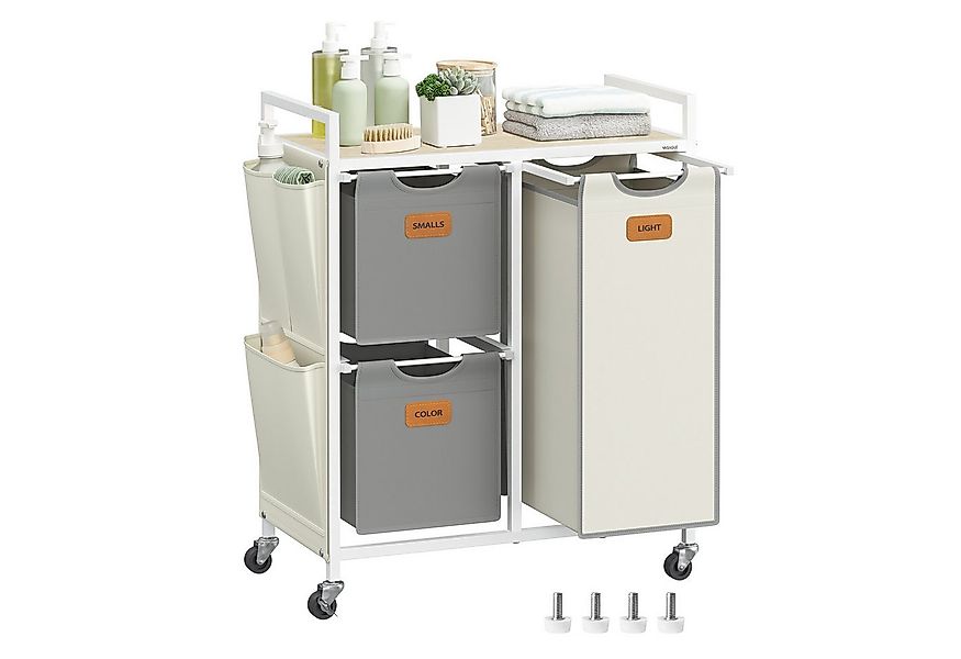 VASAGLE Wäschekorb, 3 Fächer, Wäschesammler 100 L, Wäschesortierer, Rollen günstig online kaufen