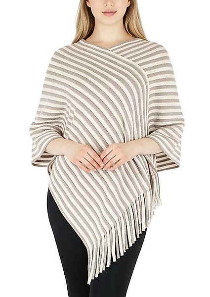 dy_mode Strickponcho Damen Fransenponcho Gestreift Überwurf Cape Poncho Ges günstig online kaufen