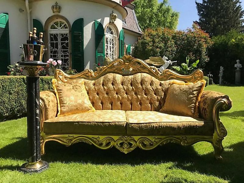 Casa Padrino 3-Sitzer Pompöös by Luxus Barock 3er Sofa Gold Bouquet Muster günstig online kaufen