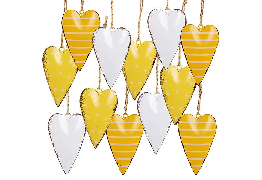 Logbuch-Verlag Dekofigur Herzanhänger aus Metall gelb weiß gepunktet & gest günstig online kaufen