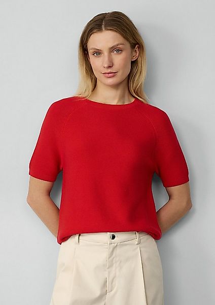 s.Oliver Kurzarmpullover Strickpullover Strickpullover mit feiner Rippstruk günstig online kaufen