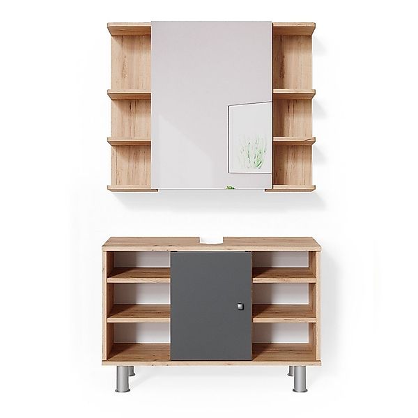 Vicco Badmöbel-Set Fynn, Goldkraft Eiche/Anthrazit, 2 günstig online kaufen