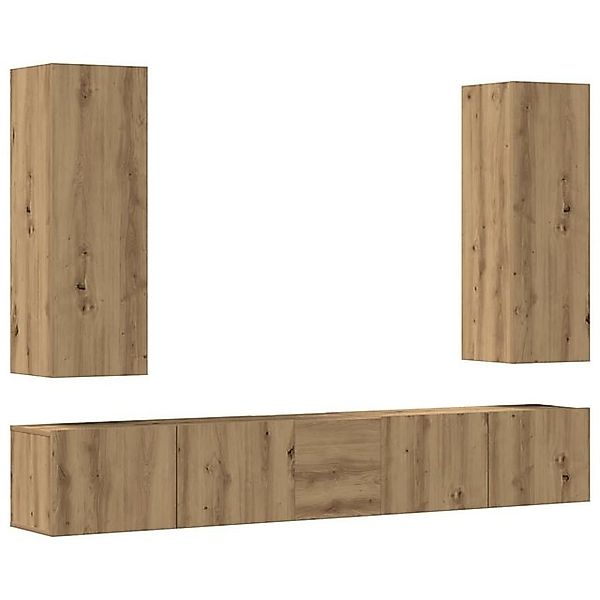 vidaXL Schrankmodule 5-tlg. TV-Schrank-Set Wandmontage Artisan-Eiche Holzwe günstig online kaufen