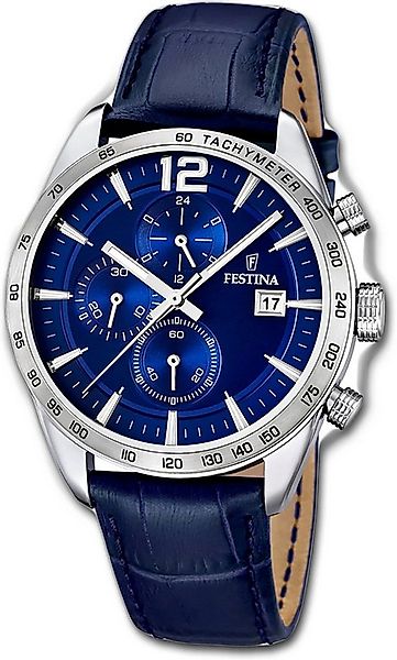 Festina Chronograph F16760-3 Blau Lederband 43,5 mm günstig online kaufen