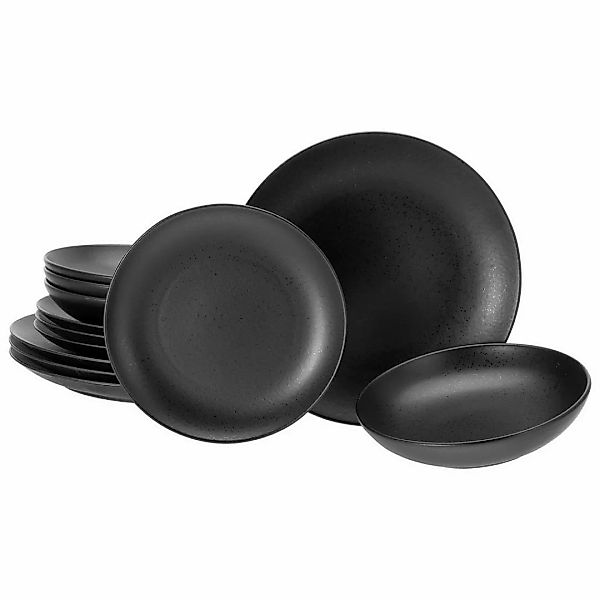 CreaTable Tafelservice Magic Black schwarz Steinzeug 12 tlg. günstig online kaufen