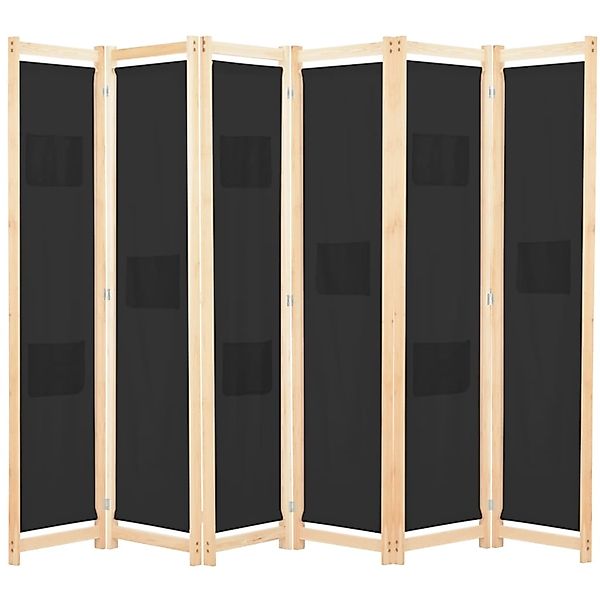 VidaXL 6-teiliger Raumteiler Schwarz 240 x 170 x 4 cm Stoff günstig online kaufen