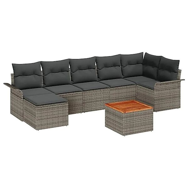 vidaXL Gartensofa-Set mit Speicher 8 Stk Grau Poly-Rattan 3356025 günstig online kaufen