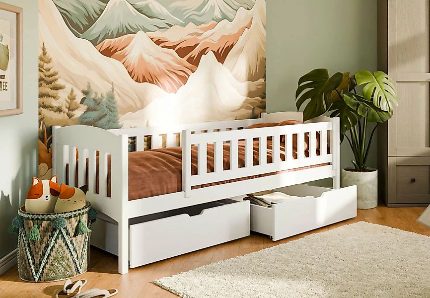 Kids Collective Kinderbett Einzelbett 90x200 mit zwei Schubladen aus Vollho günstig online kaufen