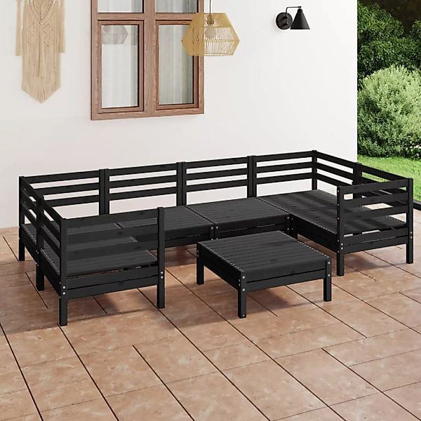 7-tlg. Garten-lounge-set Schwarz Massivholz Kiefer günstig online kaufen