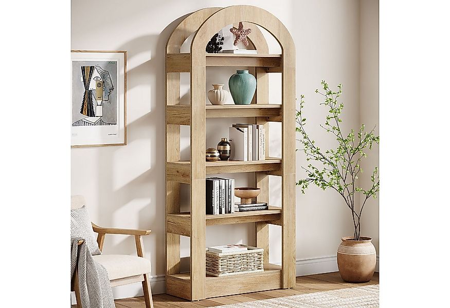 Tribesigns Bücherregal 5-stöckiges Bücherregal, bogenförmige Regale, 180 cm günstig online kaufen