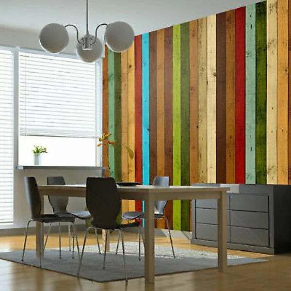 artgeist Fototapete Wooden rainbow mehrfarbig Gr. 350 x 270 günstig online kaufen
