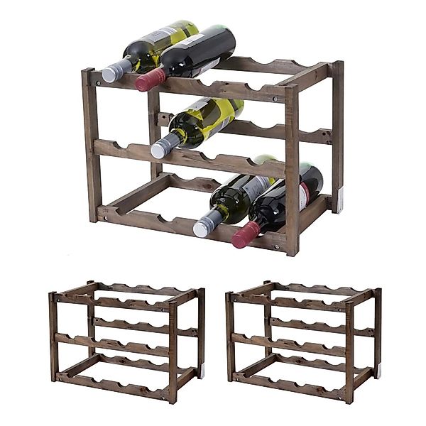 BERLINLODGE Weinregal Für 12 Flaschen HxBxT 30x42x26cm Tanne 3 Böden 3 Stüc günstig online kaufen
