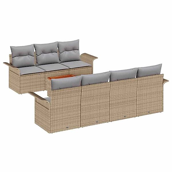 vidaXL Garten-Sofa-Set 8-Tlg Beige Poly Rattan 3347287 günstig online kaufen
