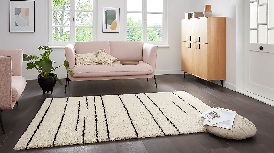andas Hochflor-Teppich »Friadora«, rechteckig, 2-Farben-Design, gestreift, günstig online kaufen