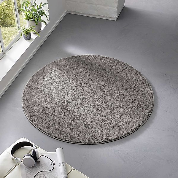 TaraCarpet Teppich Kurzflor-Frisee-Teppich Madrid Uni, rund, günstig online kaufen