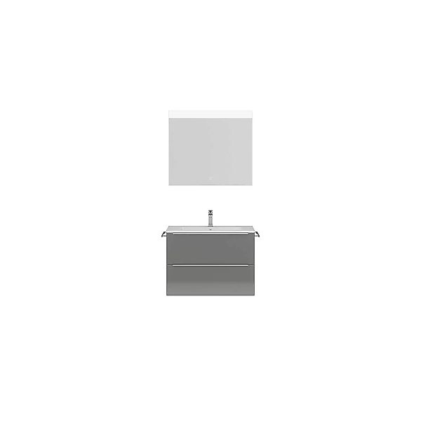 Badmöbel Waschplatz Set mit 81cm Waschtisch, Spiegel und LED Beleuchtung, G günstig online kaufen