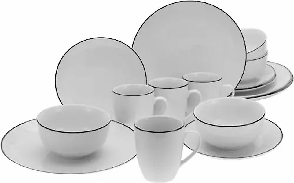 CreaTable Kombiservice »Luna Black Line«, (Set, 16 tlg.), handgemaltes Lini günstig online kaufen