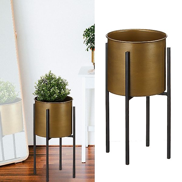 CEPEWA Blumentopf Pflanztopf gold auf schwarzem günstig online kaufen