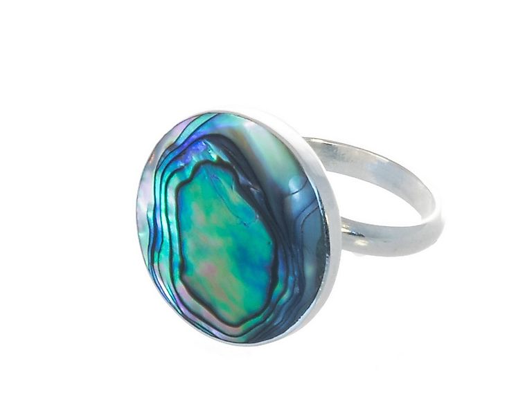 Fingerring Ring mit Abalone Muschel 2 cm rund, Mit Abalone Muschel 2 cm run günstig online kaufen