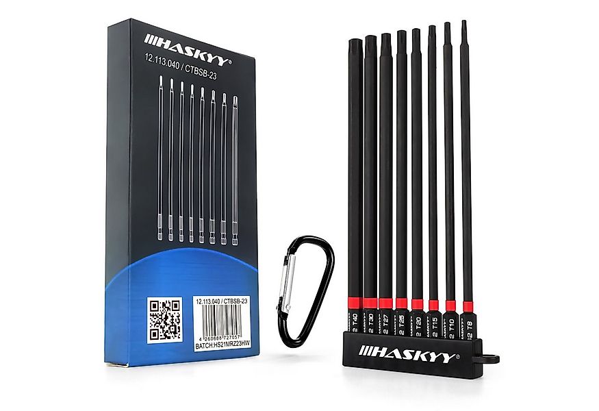 HASKYY Torx-Bit Lang Torx Bits Set 150mm 1/4" Schraubendreher T8-T40 Schwar günstig online kaufen