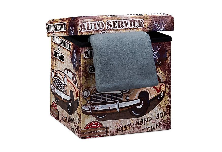 relaxdays Sitzhocker mit Stauraum Trendmotiv, Car günstig online kaufen