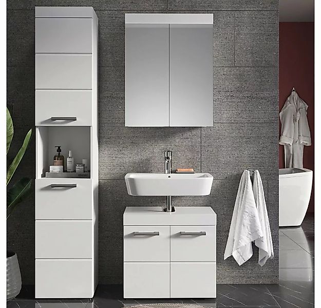 Vicco Hochschrank Badschrank Badezimmermöbel Luna 37x190 cm Weiß Skandi günstig online kaufen