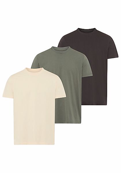Mans World T-Shirt "neue Farben" 3er-Pack, Kurzarm, unifarben, Rundhals, au günstig online kaufen