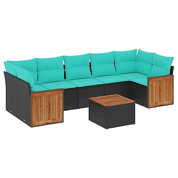 vidaXL 8-Tlg Gartensofa-Set mit Kissen Schwarz Polyrattan 3227492 günstig online kaufen