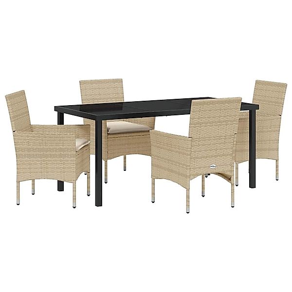 vidaXL Garten Essgruppe mit Kissen 5-Tlg Beige Poly Rattan 3379803 günstig online kaufen