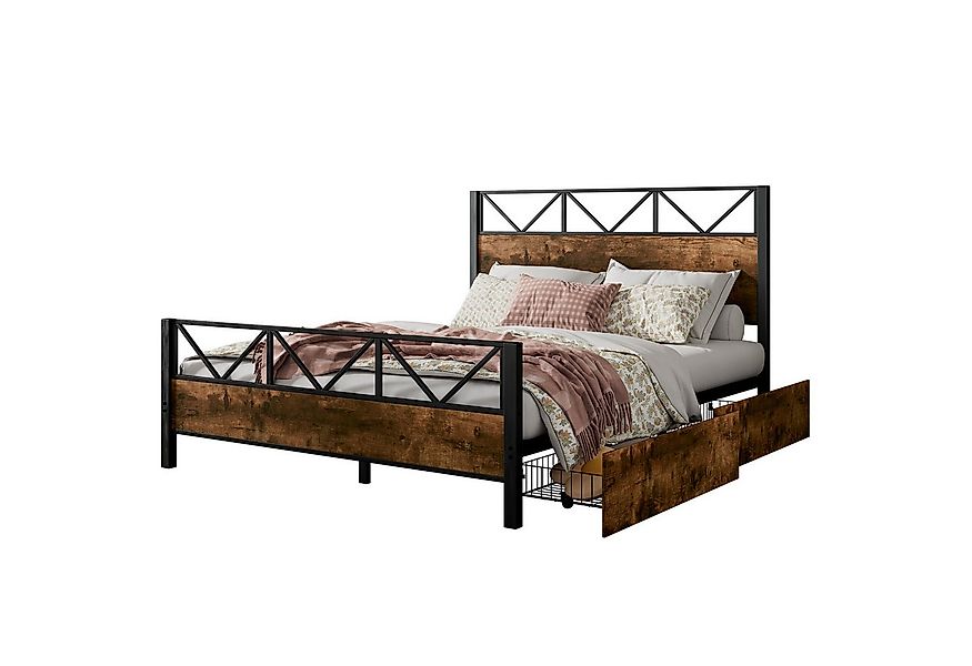 OKWISH Stauraumbett Stauraumbett Metallbett,Schubladen mit Rollen (Stilvoll günstig online kaufen