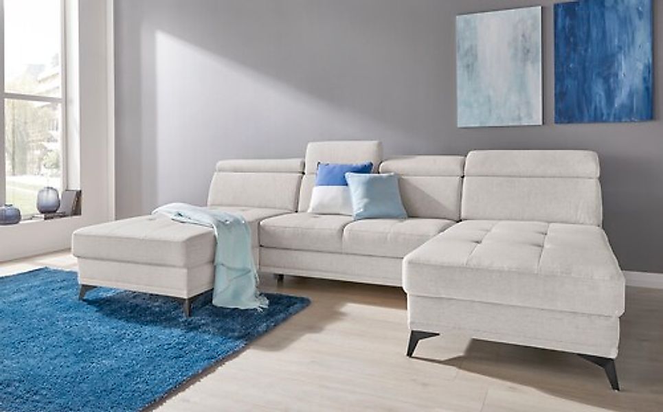 INOSIGN Wohnlandschaft »Cardiz U-Form« inkl.Kopfteilverstellung und Federke günstig online kaufen