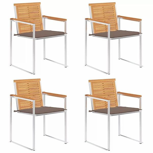 Gartenstühle 4 Stk. Mit Kissen Massivholz Teak günstig online kaufen