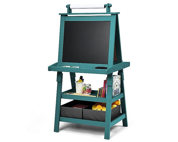 COSTWAY Standtafel Kinder Staffelei, doppelseitig, mit Magneten & 2 Boxen günstig online kaufen