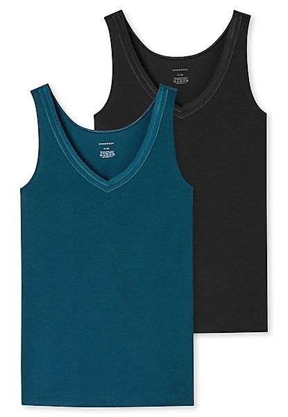 Schiesser Tanktop Unterwäsche Tank-Top Trägertops Cotton Lace petrol/schwar günstig online kaufen
