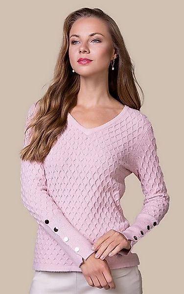 Passioni Strickpullover mit Rautenmuster und Knopf-Details günstig online kaufen