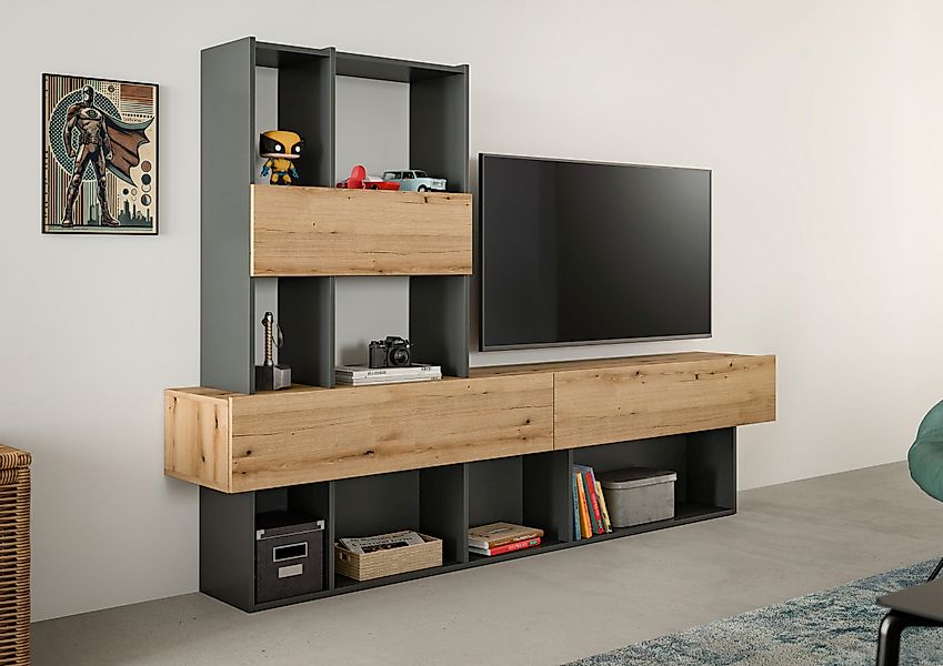 INOSIGN Wohnwand "Tyson, Breite 210 cm, besteht aus: Lowboard und Aufsatzre günstig online kaufen
