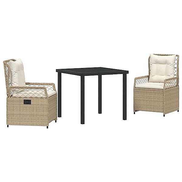vidaXL Garten Essgruppe 3-Tlg Beige Poly Rattan 3381009 günstig online kaufen