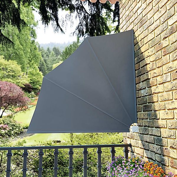 furnicato Markise Faltbarer Balkonfächer Grau 140×140 günstig online kaufen