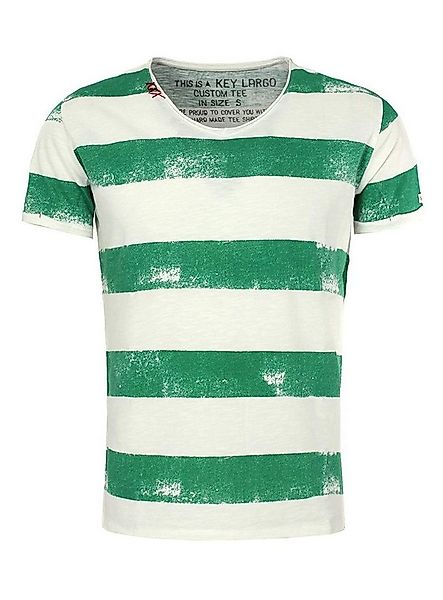 Key Largo T-Shirt Airflight vintage Look MT00238 V-Auschnitt gestreift kurz günstig online kaufen