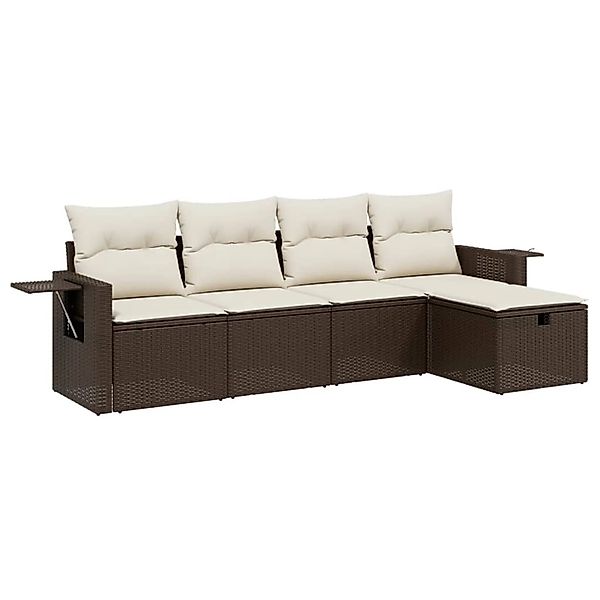 vidaXL 5-Tlg Garten-Sofagarnitur mit Kissen Braun Poly Rattan 3263779 günstig online kaufen