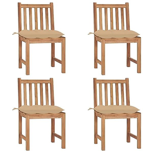 vidaXL Gartenstühle 4 Stk mit Kissen Massivholz Teak 3073106 günstig online kaufen