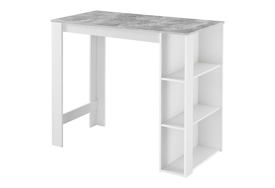 en.casa Bartisch, »Danderyd« 120x60x106 cm mit 3 Ablagefächern Weiß/Betonop günstig online kaufen