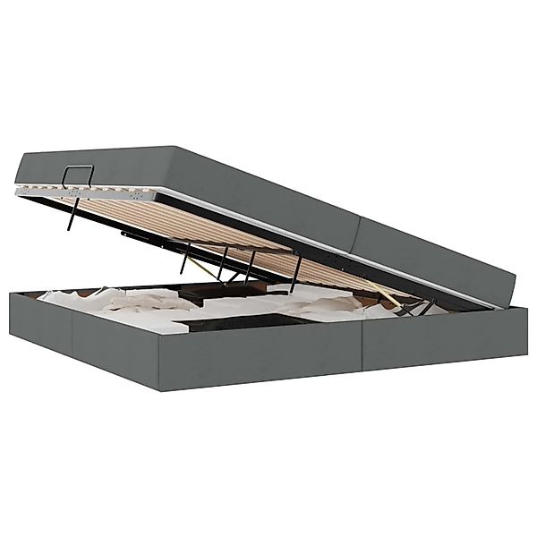 vidaXL Stauraumbett mit Matratze Dunkelgrau 200 x 200 cm 3399683 günstig online kaufen