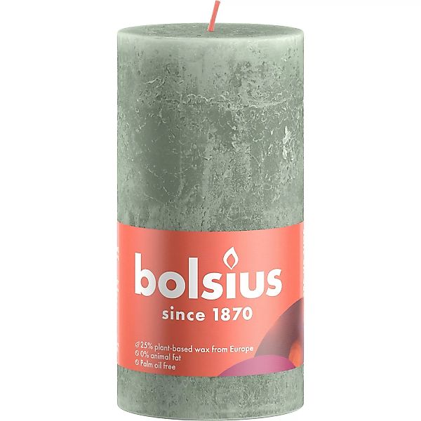 Bolsius Rustik-Kerze Shine Ø 6,8 cm x 13 cm Jadegrün günstig online kaufen
