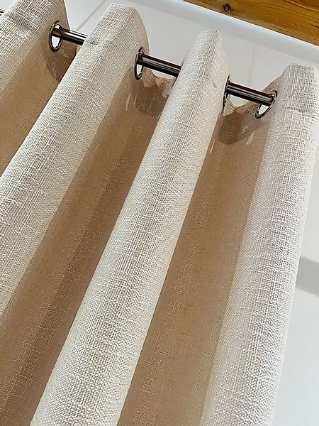 novumfix Vorhang Ösenvorhang beige Leinenstruktur blickdicht 140x260cm(BxH) günstig online kaufen