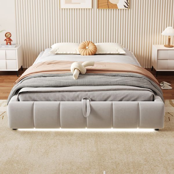 STILVORA Polsterbett 140x200 Doppelbett mit LED&Stauraum,Jugendbett günstig online kaufen